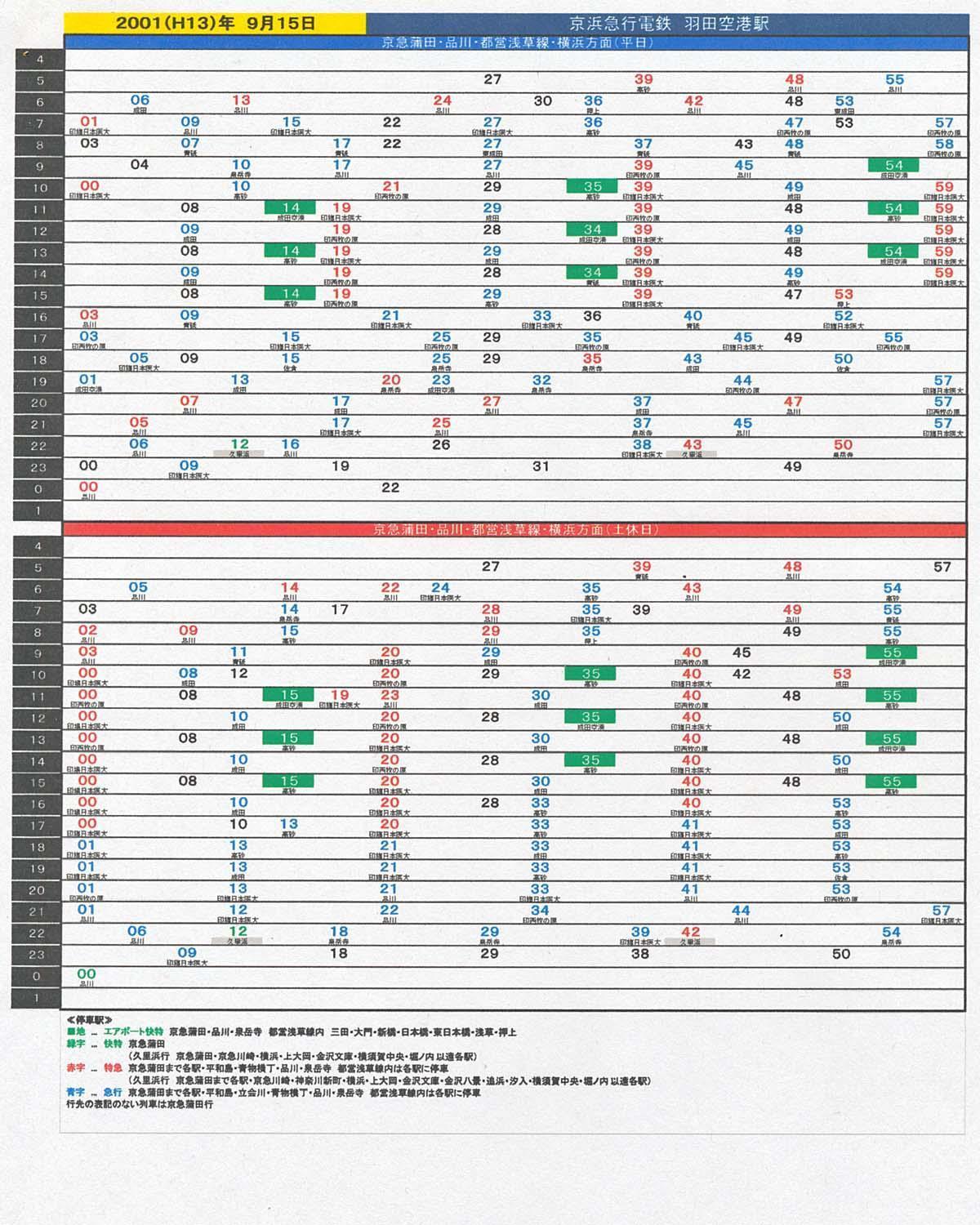 №1564 駅の時刻表から見る 私鉄ダイヤの変遷 16．京急空港線 羽田空港国内線ターミナル駅<前>: 絶対！乗り物中心主義